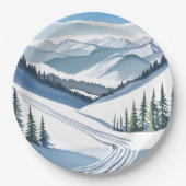 Skiberg Wasserfarbe Pappteller (Vorderseite)