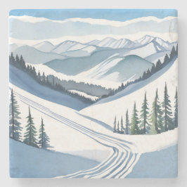 Skiberg Wasserfarbe Steinuntersetzer