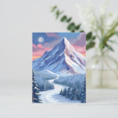 Skiberg Winterlandschaft Gemälde Postkarte (Stehend Vorderseite)