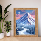 Skiberg-Winterlandschaftsgemälde Poster