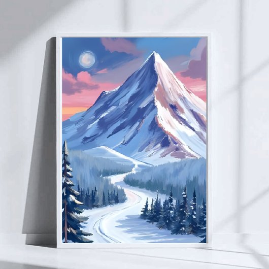 Skiberg-Winterlandschaftsgemälde Poster