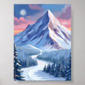 Skiberg-Winterlandschaftsgemälde Poster (Vorne)