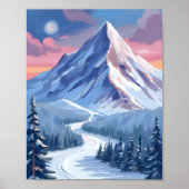 Skiberg-Winterlandschaftsgemälde Poster (Vorne)