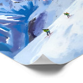 Skiberghänge Winter Aquarell Poster (Ecke)