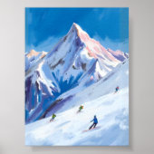 Skiberghänge Winter Aquarell Poster (Vorne)