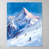 Skiberghänge Winter Aquarell Poster (Vorne)
