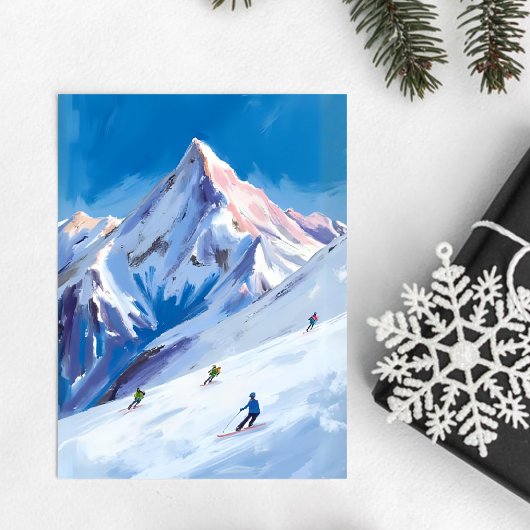 Skiberghänge Winter Aquarell Postkarte