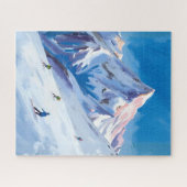 Skiberghänge Winter Aquarell Puzzle (Horizontal)