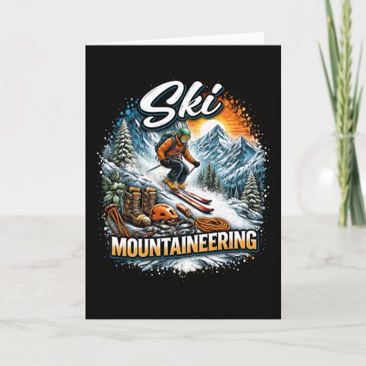 Skibergsteigen Feiertagskarte (Vorderseite)