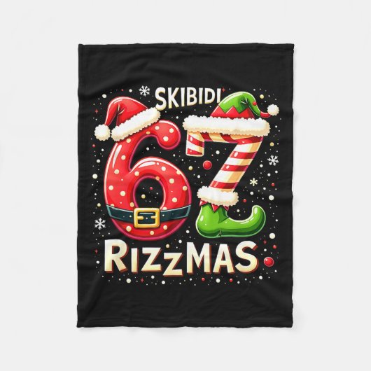Skibidi 67 Rizzmas Christmas Meme Funny Elf Santa Fleecedecke (Vorderseite)