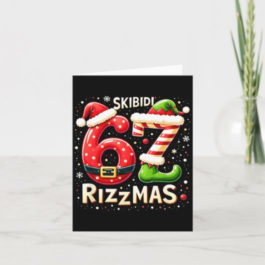 Skibidi 67 Rizzmas Christmas Meme Funny Elf Santa Karte (Vorderseite)