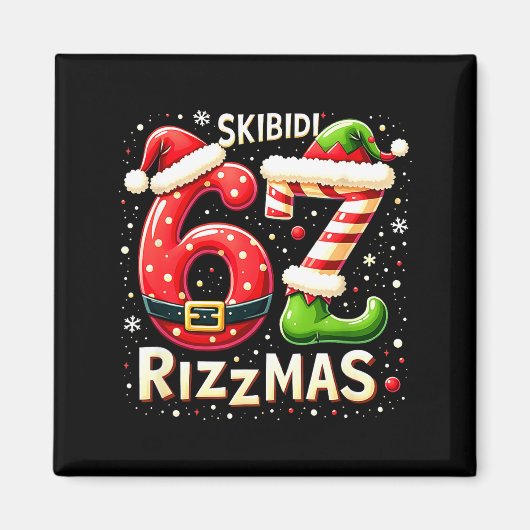Skibidi 67 Rizzmas Christmas Meme Funny Elf Santa Magnet (Vorne)
