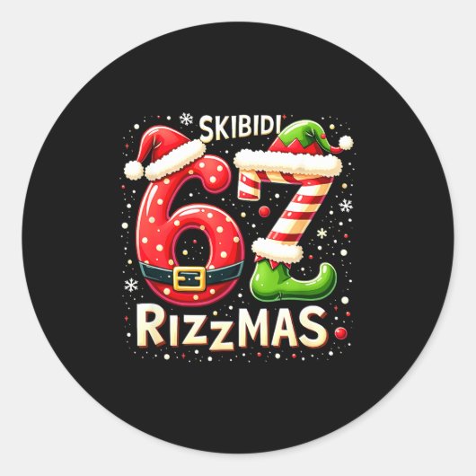 Skibidi 67 Rizzmas Christmas Meme Funny Elf Santa Runder Aufkleber (Vorderseite)