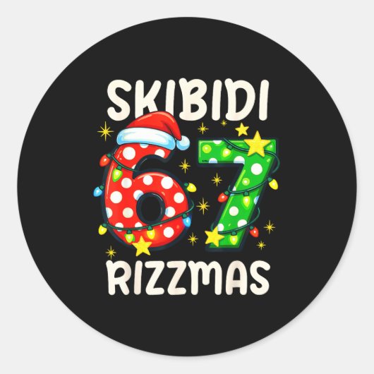 Skibidi 67 Rizzmas Funny Six Seven Meme Christmas Runder Aufkleber (Vorderseite)