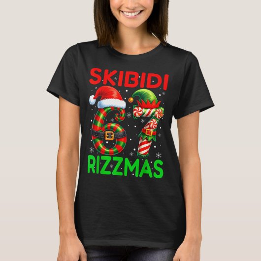 Skibidi 67 Rizzmas Funny Six Seven Meme Christmas T-Shirt (Vorderseite)