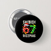 Skibidi 67 Rizzmas Lustiges Sechs Sieben Meme Weih Button (Vorne & Hinten)