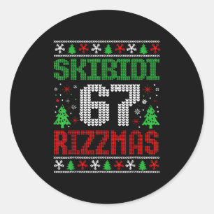Skibidi 67 Rizzmas Lustiges Six Seven Meme Weihnac Runder Aufkleber