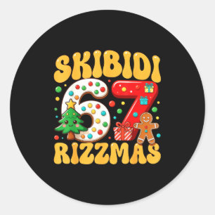 Skibidi 67 Rizzmas Six Seven Meme Weihnachten Jung Runder Aufkleber
