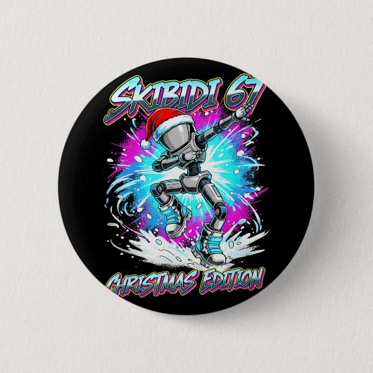 Skibidi 67 Weihnachtsedition Tanz Button (Vorderseite)