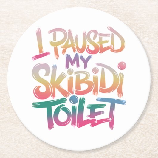 Skibidi Break Moment Runder Pappuntersetzer (Vorderseite)