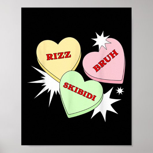Skibidi Bruh Rizz - Funny Valentinstag Liebe Hear Poster (Vorne)
