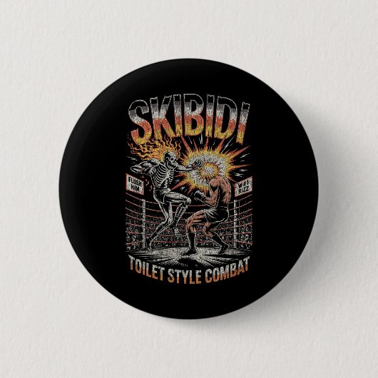 Skibidi Combat Skeleton Boxing Match Meme Explosio Button (Vorderseite)