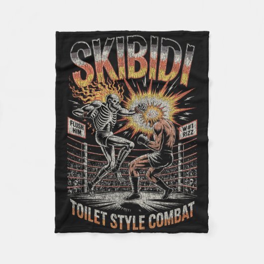 Skibidi Combat Skeleton Boxing Match Meme Explosio Fleecedecke (Vorderseite)