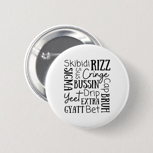 Skibidi Rizz Funny Kids Rizz Bussin Gen Z Christma Button (Vorne & Hinten)