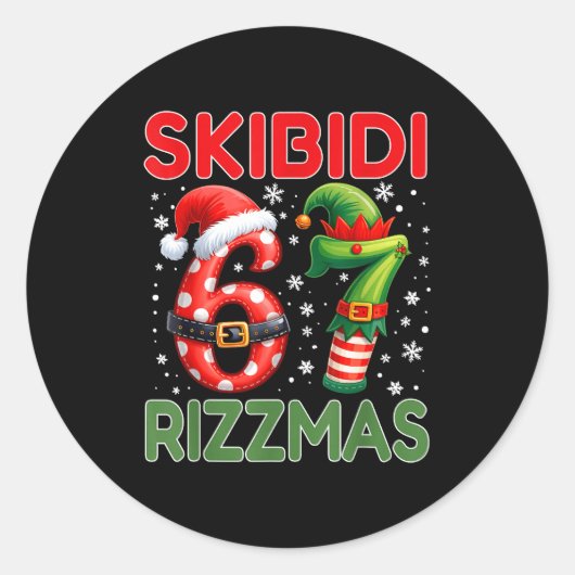 Skibidi Rizzmas 67 Christmas Six Seven Xmas Funny  Runder Aufkleber (Vorderseite)