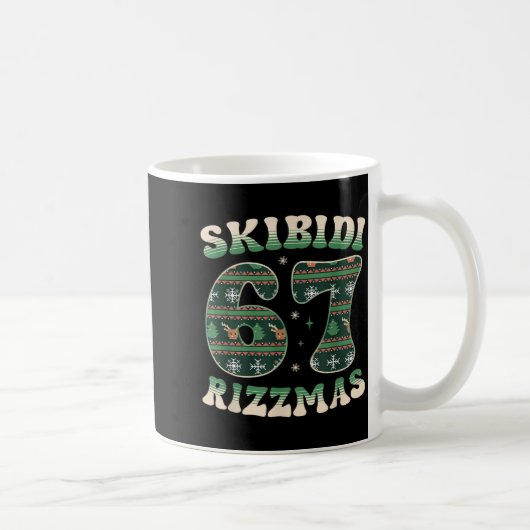 Skibidi Rizzmas 67 Six Seven Meme Ugly Christmas F Kaffeetasse (Rechts)