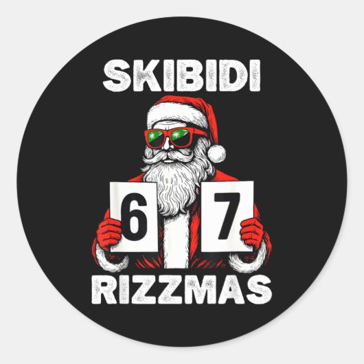 Skibidi Rizzmas Christmas 6 7 Funny Santa Runder Aufkleber (Vorderseite)
