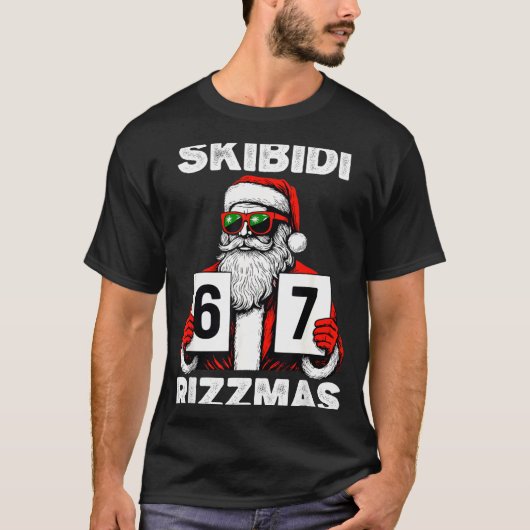 Skibidi Rizzmas Christmas 6 7 Funny Santa  T-Shirt (Vorderseite)