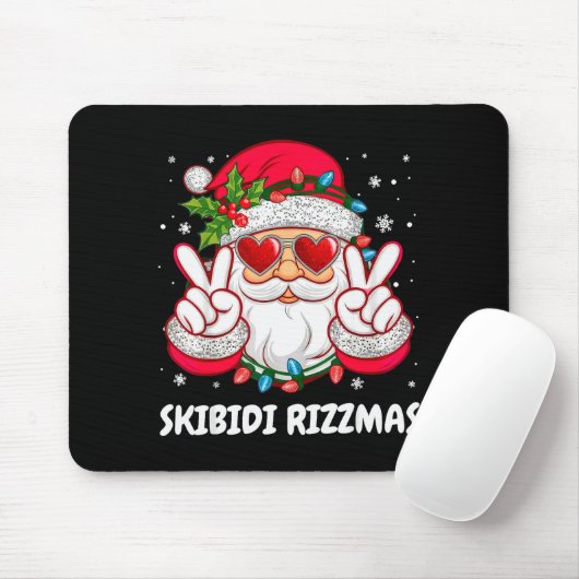 Skibidi Rizzmas Christmas Funny Santa Claus Xmas P Mousepad (Mit Mouse)