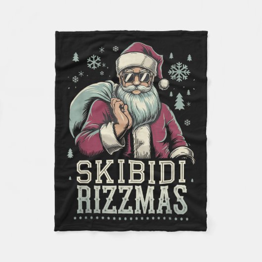 Skibidi Rizzmas Cool Santa Funny Christmas Rizz Ri Fleecedecke (Vorderseite)
