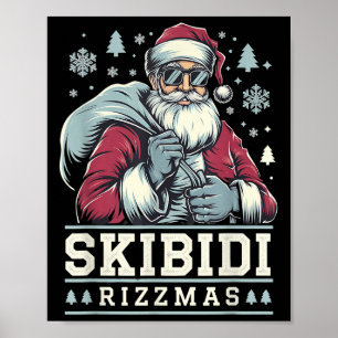 Skibidi Rizzmas Cooler Weihnachtsmann Lustiges Wei Poster