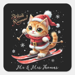 Skibidi Rizzmas Das ultimative Weihnachtsmädchen Quadratischer Aufkleber