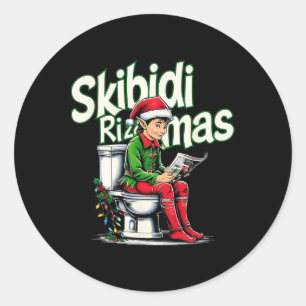 Skibidi Rizzmas Elf Toiletten Humor Weihnachtsgesc Runder Aufkleber