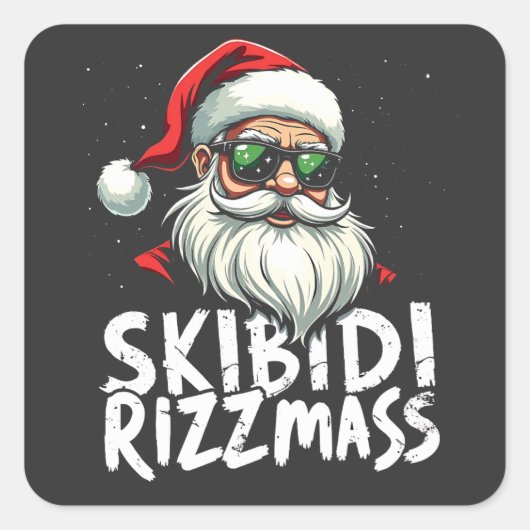 Skibidi Rizzmas Funny Gen Alpha Slang Weihnachten Quadratischer Aufkleber (Vorderseite)