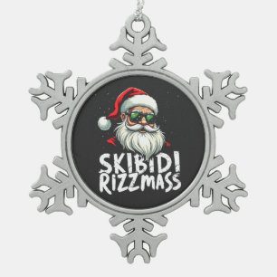 Skibidi Rizzmas Funny Gen Alpha Slang Weihnachten Schneeflocken Zinn-Ornament