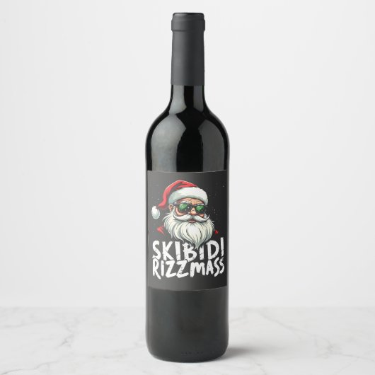 Skibidi Rizzmas Funny Gen Alpha Slang Weihnachten Weinetikett (Vorderseite)