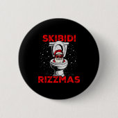Skibidi Rizzmas Funny Santa Toilet White Elephant Button (Vorderseite)