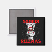 Skibidi Rizzmas Funny Santa Toilet White Elephant Magnet (Vorderseite/Rückseite)