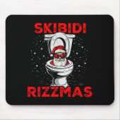 Skibidi Rizzmas Funny Santa Toilet White Elephant Mousepad (Vorne)