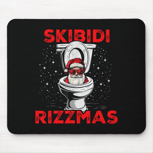 Skibidi Rizzmas Funny Santa Toilet White Elephant  Mousepad (Vorne)