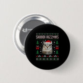 Skibidi Rizzmas Funny Silly Staring Cat Ugly Sweat Button (Vorne & Hinten)