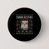 Skibidi Rizzmas Funny Silly Staring Cat Ugly Sweat Button (Vorderseite)