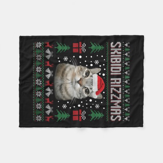 Skibidi Rizzmas Funny Silly Staring Cat Ugly Sweat Fleecedecke (Vorderseite (Horizontal))