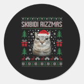 Skibidi Rizzmas Funny Silly Staring Cat Ugly Sweat Runder Aufkleber (Vorderseite)