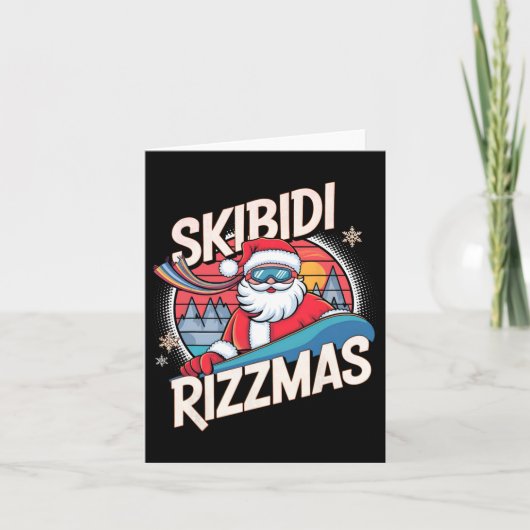 Skibidi Rizzmas Funny Snowboarden Weihnachten Karte (Vorderseite)