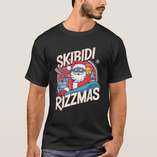 Skibidi Rizzmas Funny Snowboarden Weihnachten T-Shirt (Vorderseite)